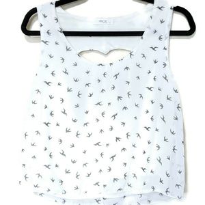 4/25 Poetry Crop Top with Bird Print sz L Juniors